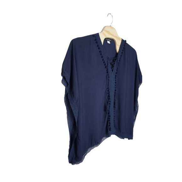 Nanette Lepore Women's Crochet Lace Navy Blue Swimsuit Lightweight Coverup Dress - Picture 4 of 6